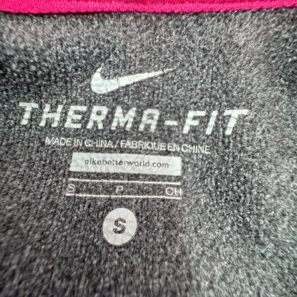 Nike Women's Therma-Fit Pullover Gray Pink Hoodie Sweatshirt Small